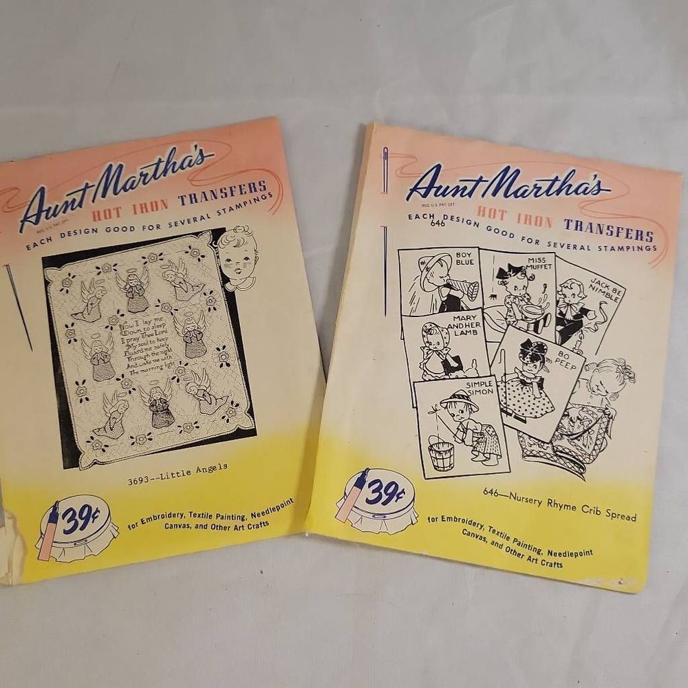 Vintage Aunt Martha's Hot Iron Tranfers Nursery Rhyme - #646 Little Angels #3693
